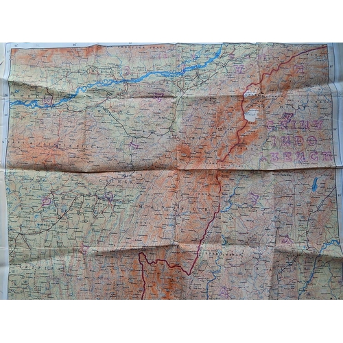 537 - WWII Genuine Silk Escape Maps of: Side A: India (Part of), Burma (North West), Side B: Burma (North ... 