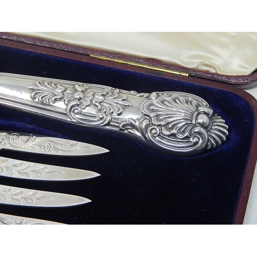 48 - Victorian Silver Fish Servers, comprising pierced knife (32cm) with matching fork (24cm) Hallmarked ... 