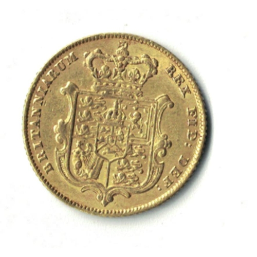 132H - George IV Gold Half Sovereign 1828 Bare head Extremely Fine