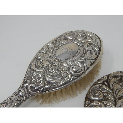 131 - Silver Dressing Mirror & Brush Set: Hallmarked Birmingham 1963 by Broadway & Co.