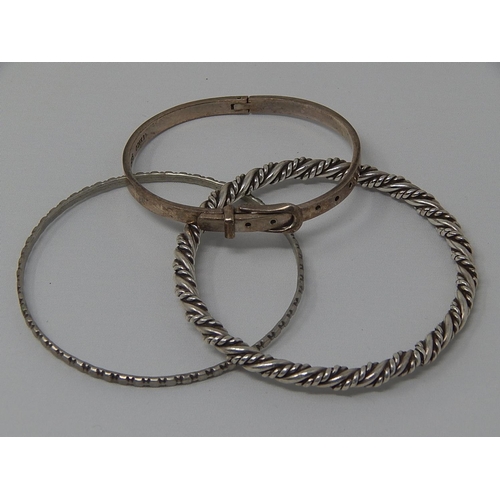 135 - Three Silver Bangles: Gross weight 56g