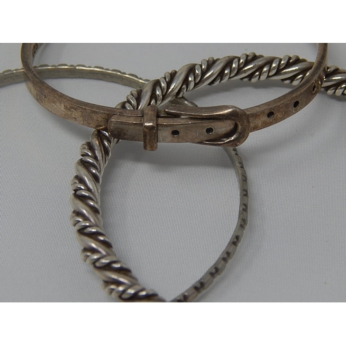 135 - Three Silver Bangles: Gross weight 56g