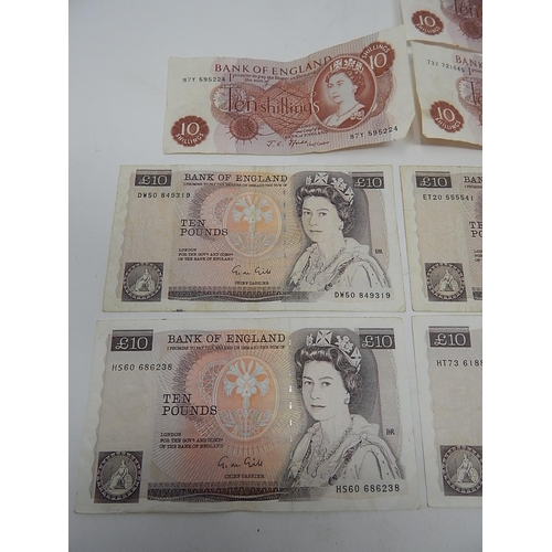 84 - 6 x Gill £10 Notes + 4 x Ten Shilling Notes