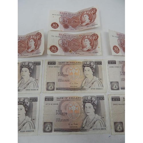 84 - 6 x Gill £10 Notes + 4 x Ten Shilling Notes