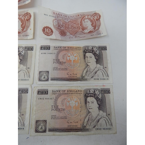 84 - 6 x Gill £10 Notes + 4 x Ten Shilling Notes