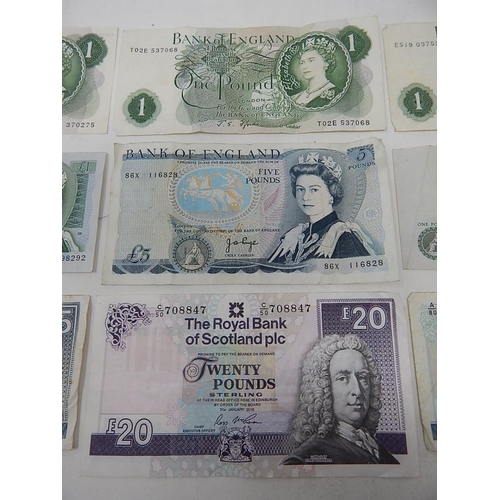 85 - 1 x Scottish £20 Note: 2 x Scottish £5 Notes: 1 x English £5 Note: 5 x £1 Notes