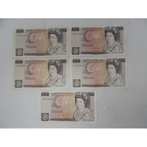 86 - 5 x Gill £10 Notes