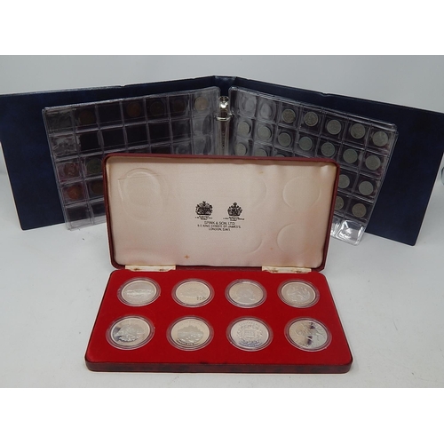 69 - A collection of 8 x 1977 Silver Proof Crowns in case; collectors album containing a selection of coi... 