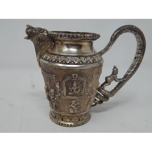 153 - C19th Colonial Indian Silver Three Piece Tea Set: Possibly by OOMERSI MAWJI, BHUJ, Comprising Teapot... 