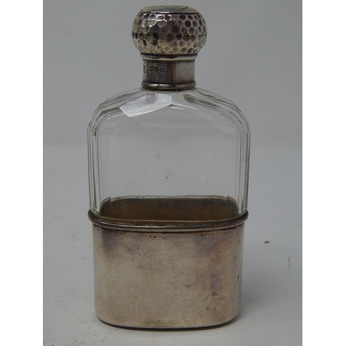 160 - Edwardian Silver Hip Flask: Hallmarked London 1906 by Alexander Clark: Measures 13cm high.