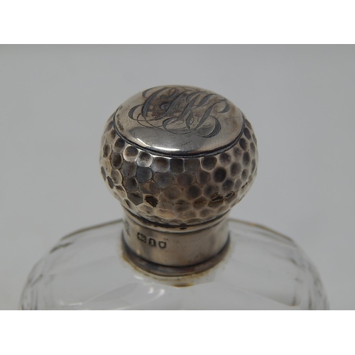 160 - Edwardian Silver Hip Flask: Hallmarked London 1906 by Alexander Clark: Measures 13cm high.