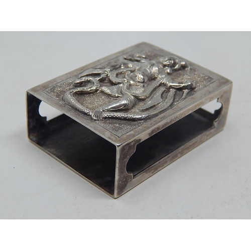 161 - C19th Indian Silver Matchbox Holder. The Front Decorated with a Deity & Snake: Measures 5.2cm x 4cm:... 