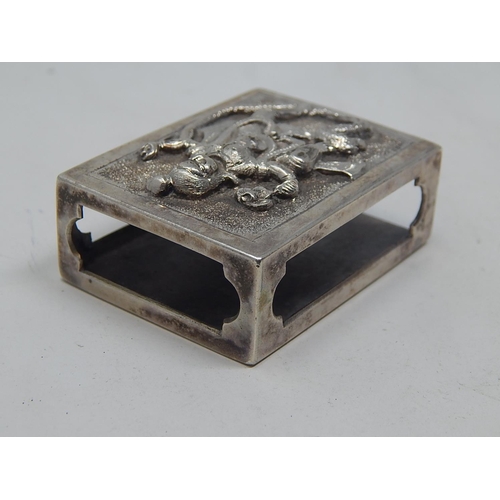 161 - C19th Indian Silver Matchbox Holder. The Front Decorated with a Deity & Snake: Measures 5.2cm x 4cm:... 