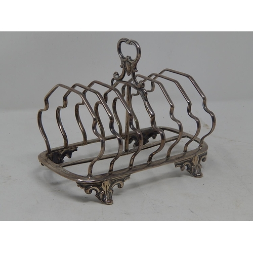 162 - Large Victorian Silver Six Slice Toastrack: Hallmarked London 1865 by Edward & John Barnard: Measure... 