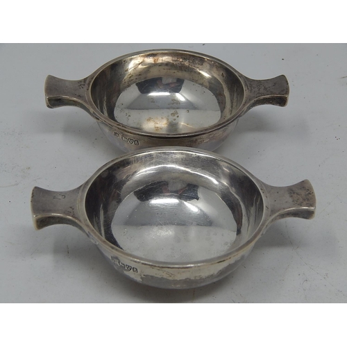 164 - Pair of Edwardian Silver Quaich: Hallmarked Chester 1905 by Nathan & Hayes: Each Measuring 11cm acro... 