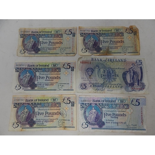88R - 6 x Bank of Ireland £5 Notes