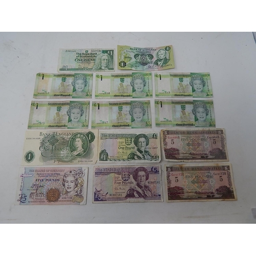88S - Bank of Jersey, Guernsey & Ulster Bank £5 Notes (4 ) + Bank of Jersey, Scotland & England £1 Notes (... 