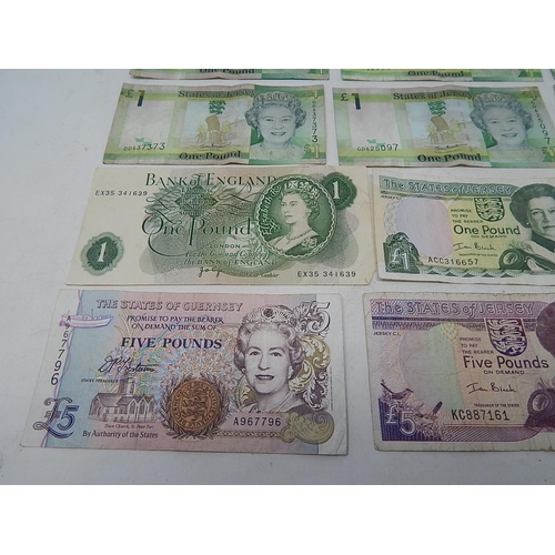 88S - Bank of Jersey, Guernsey & Ulster Bank £5 Notes (4 ) + Bank of Jersey, Scotland & England £1 Notes (... 