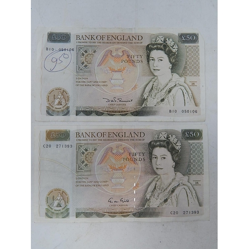 88V - Bank of England Somerset & Gill £50.00 Notes