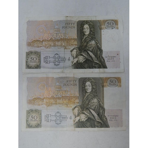 88V - Bank of England Somerset & Gill £50.00 Notes