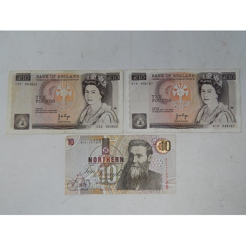 88W - Bank of England Page £10.00 Notes (2) + Northern Bank Belfast £10.00 Note