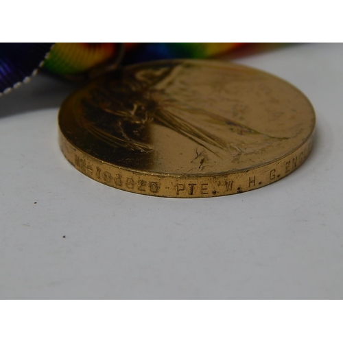 5 - Pair of First World War Medals with ribbons awarded to Pte W.H.G.Englefield, one in Silver