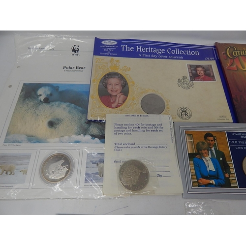 39 - 1989 Bill of Rights £2 coin in pack; Benham Sllk Cover with 1977 Silver Jubilee Crown; USA Liberty O... 