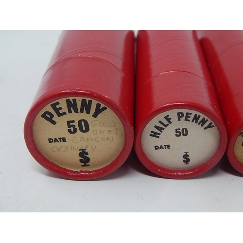 46 - Hoard of Mint 1967 (last year of pre-decimal coinage) coins housed in red Sandhill tubes comprising:... 