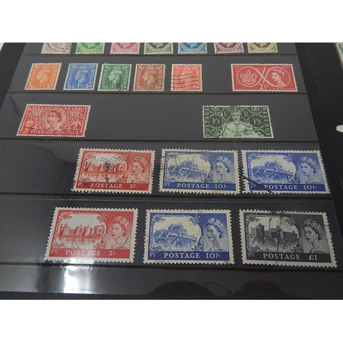 63 - Collection of GB stamps inc much KGV (inc Seahorses) on 2 x Hagner sheets