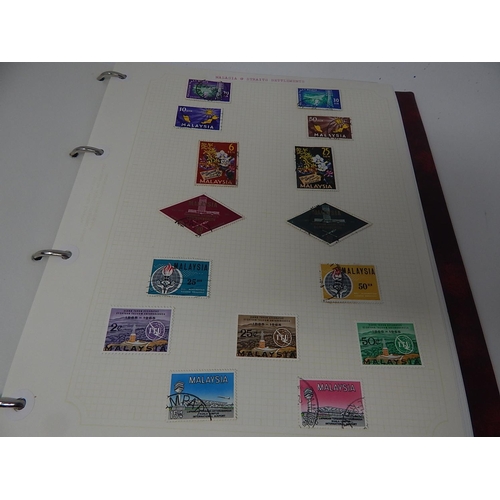 66 - Malaysia and Strait Settlements collection housed in maroon Stanley Gibbons 'Avon' album and outer s... 