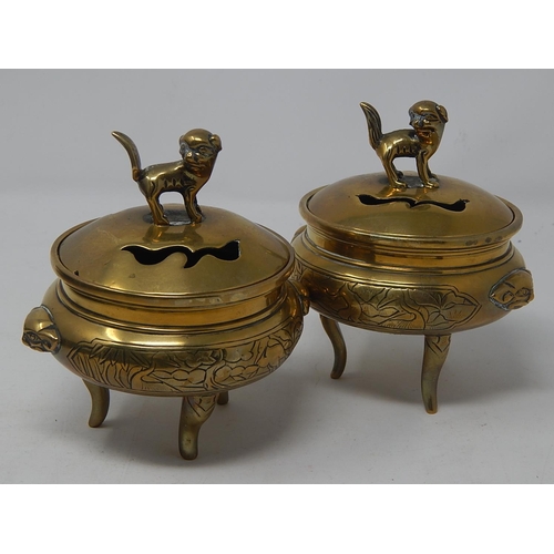 562 - Two Chinese Lidded Censors. The Lids with Dogs of Fo.