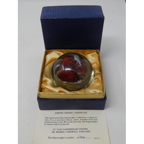 564 - 1970's ST.TUDY Bodmin Cornwall Paperweight: Limited Edn 244/500: Marked to the base ST 1975 in origi... 