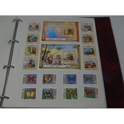 73 - St Vincent/Grenadines inc mini sheets housed in maroon Stanley Gibbons Avon album