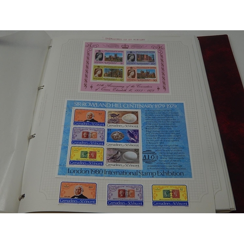 73 - St Vincent/Grenadines inc mini sheets housed in maroon Stanley Gibbons Avon album