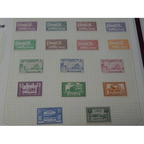 75 - Maldive Islands/Mauritius collection housed in maroon Stanley Gibbons Avon album