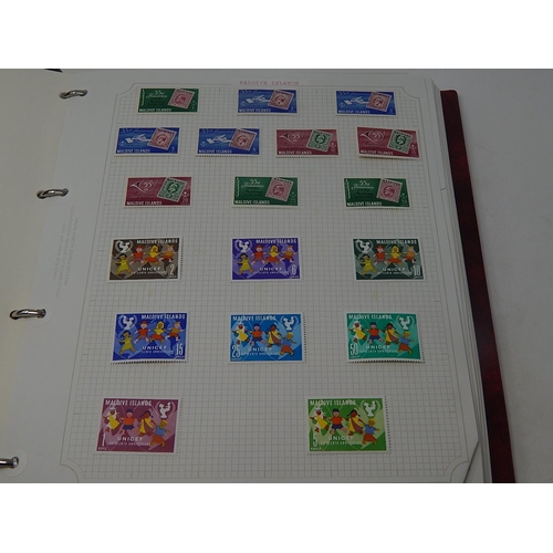 75 - Maldive Islands/Mauritius collection housed in maroon Stanley Gibbons Avon album