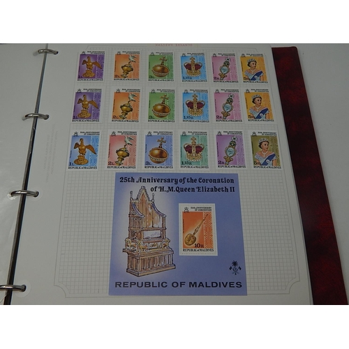 75 - Maldive Islands/Mauritius collection housed in maroon Stanley Gibbons Avon album