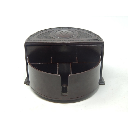 583 - Unusual Bakelite Desk Tidy with Masonic Monogram to Top.