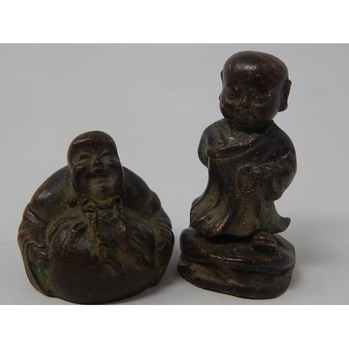 587 - Two Small Chinese Bronze Figures: Tallest Measuring 5.5cm