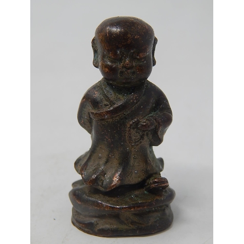 587 - Two Small Chinese Bronze Figures: Tallest Measuring 5.5cm