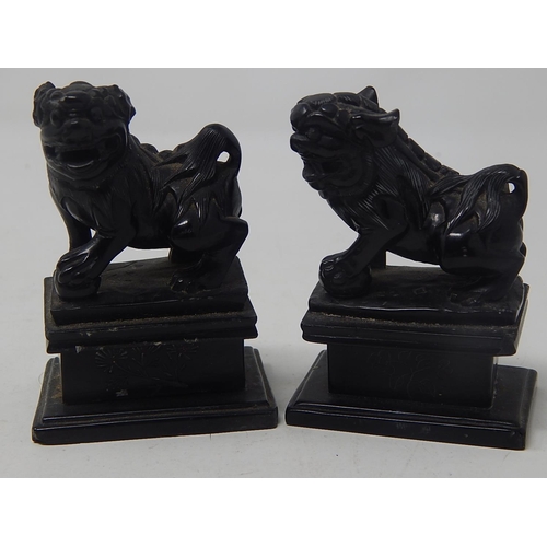 588 - Two Chinese Hardstone Temple Dogs: Measuring 8cm high