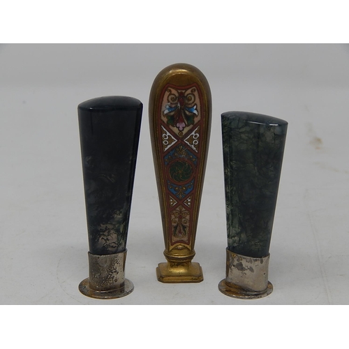 595 - Three Desk Seals to include a c19th cloisonne example