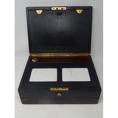 568 - Victorian Leather Bound Writing Slope with Fitted Interior.