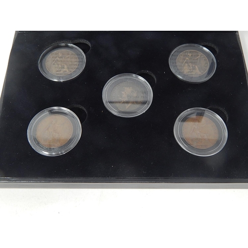 160 - The Five Coin Penny Set inc the rare 1919 KN Penny and all the other Branch Mint Pennies in case wit... 