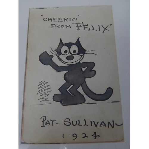 163 - An original autographed 'Cheerio from Felix' cartoon signed by Pat Sullivan in 1924, twinned with a ... 