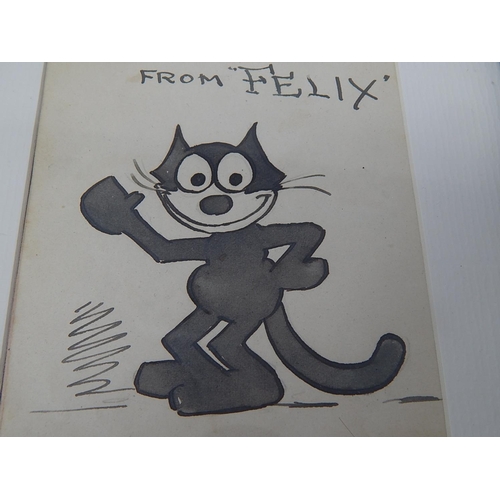 163 - An original autographed 'Cheerio from Felix' cartoon signed by Pat Sullivan in 1924, twinned with a ... 