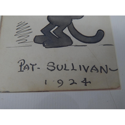 163 - An original autographed 'Cheerio from Felix' cartoon signed by Pat Sullivan in 1924, twinned with a ... 