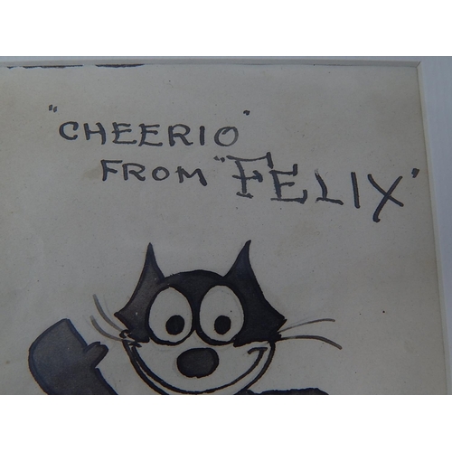 163 - An original autographed 'Cheerio from Felix' cartoon signed by Pat Sullivan in 1924, twinned with a ... 