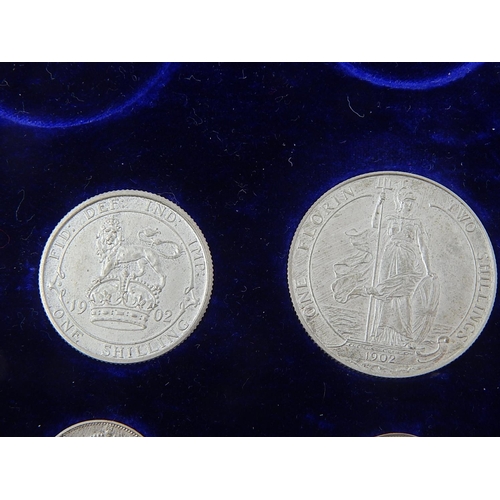 171 - Edward VII 1902 Matt Proof set From Crown to Sixpence including Maundy Money Set in maroon fitted Ro... 