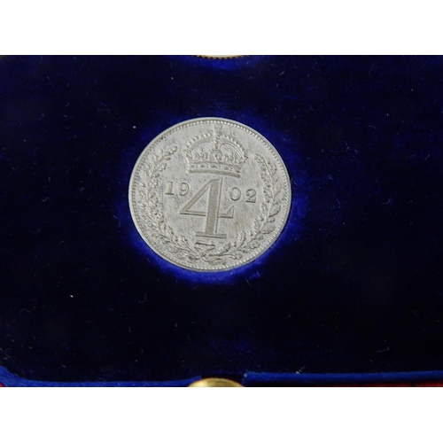 171 - Edward VII 1902 Matt Proof set From Crown to Sixpence including Maundy Money Set in maroon fitted Ro... 